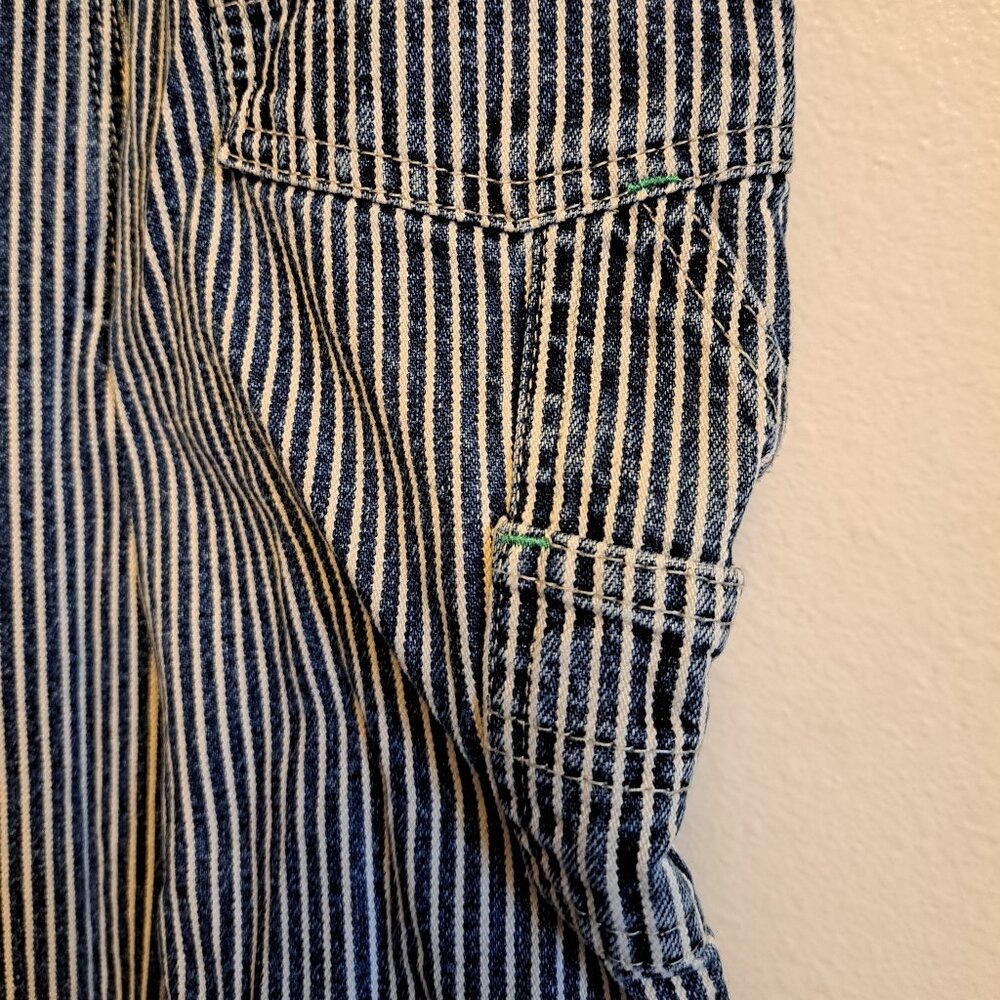 OshKosh B’Gosh Vestbak Striped Denim Railroad Engineer Bib Overalls W/Snap Legs - Picture 5 of 9